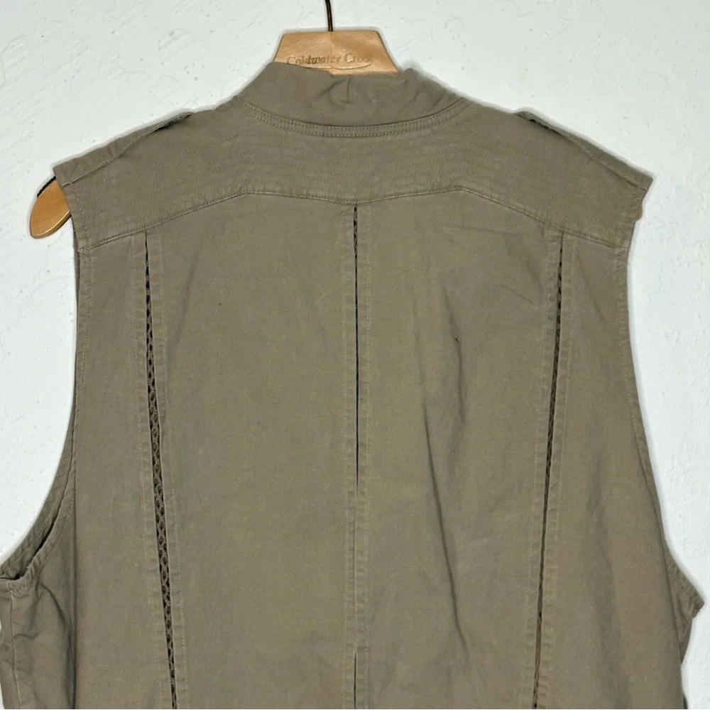Vtg‎ Banana Republic Safari Vest Sz S Full Zip Multi Pockets Travel Khaki Vented
